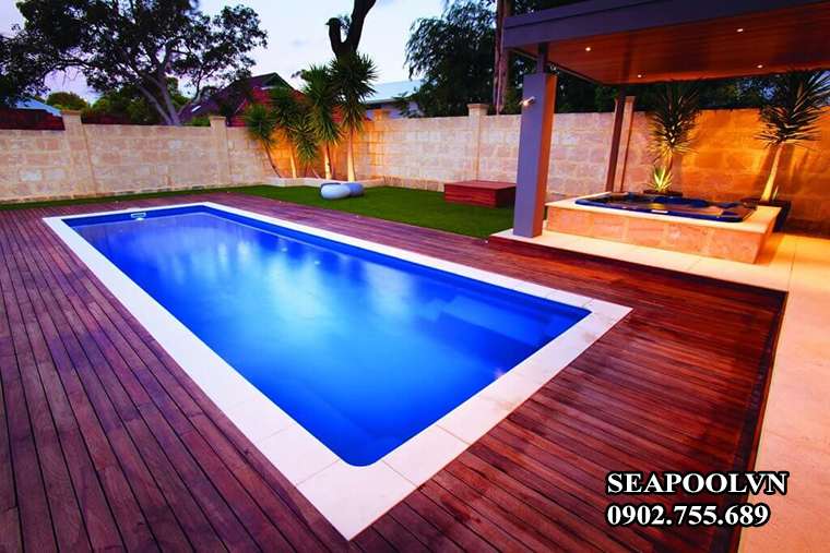 Mẫu Sàn Nhựa Giả Gỗ Cho Bể Bơi Gia đình đẹp Hiện đại